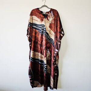 Vintage Winlar Kaftan One Size Geometric Satin House Dress